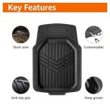 Amazon Basics 4-Piece Heavy Duty PVC Floor Mats with Cargo Liner and Rear, Waterproof Trim To Fit Car Mats, Black