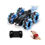 RC Gesture Sensing Stunt Car,2.4GHz 4WD Remote Control Car with Cool Light,Double Sided Rotating Off Road Vehicle 360Â° Flips Cars for 6-12 Year Old Boys Girls Birthday Presents(Blue)