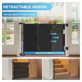 56 Inch Retractable Baby Gates for Doorways Retractable Dog Gate Outdoor Gates for Decks Indoor Long Baby Gate Retractable Pet Gate, Child Gate for Stairs, Porches, Black