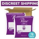 Poise Incontinence & Postpartum Pads for Bladder Leaks, 7 Drop Ultra Absorbency, Long Length, 78 Count, Packaging May Vary