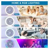 DLLT Low Profile Ceiling Fan: 18 Inch Flush Mount Bladeless RGB Ceiling Fan with Light and Remote for Bedroom Living Room Kitchen - Modern Enclosed Led Fandelier with App 6 Wind Speed Dimmable White -