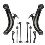 KAX 8Pcs Front Suspension Kit, Compatible with Sentra 2007 2008 2009 2010 2011 2012, Lower Control Arm with Ball Joint Sway Bar Link Tie Rod End, Replace for K620373 K620374 K750096 ES800575