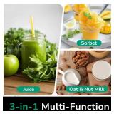 Canoly C16 Cold Press Juicer, 6 Extra Wide Feed Chute, 3-IN-1 Strainers (Juice & Sorbet & Nut Milk), Powerful AC Brushless Motor, Self Precut System, Juicer Machines with BPA-Free (Space Gray)"