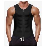Wonderience Men Waist Trainer Vest Hot Neoprene Sauna Suit Corset Body Shaper Zipper Tank Top Workout Shirt SIZE LARGE
