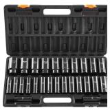 VEVOR Impact Socket Set 1/2 Inches 26 Piece Deep Sockets, , 6-Point , Rugged Construction, Cr-V, 1/2 Inches Drive Socket Set Impact Metric 10mm - 36mm, with a Storage Cage (30MM IS MISSING)