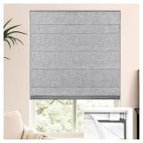 No Tools No Drill Cordless Roman Shades for Windows, Blackout Thermal Insulated UV Blocking Window Blinds, Lightweight Fabric Blinds for Indoor Windows, 34.5" W x 72" H, Blackout - Grey