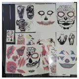 Halloween Face Temporary Tattoo for Men and Women Face Mask Fake Tattoo Stickers Skeleton Skull Makeup Kit Witch Ghost Pumpkin Lantern Bat.