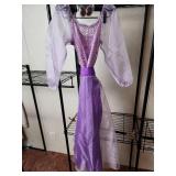 Purple Sequined Princess Jasmine Dress with Sheer Sleeves (8-10)
