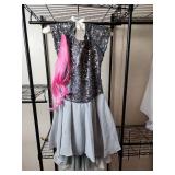 Sequined Dance Costume with Pink Wig (M)