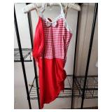Red and White Checkered Dress with Red Wig Costume