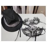 Masquerade Costume Set with Pinstriped Fedora