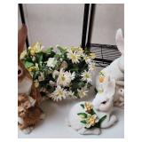 Spring Bunny Figurines Collection with Flowers