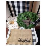 8ct- Buffalo Check Placemats, 2 Dish Towels, Table Runner and Wreath