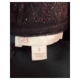 Black Glitter Tulle Evening Gown with Floral Appliques. Size 3