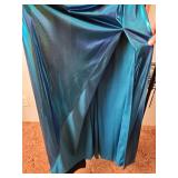 Metallic Turquoise Evening Gown with Crystal Bodice Size 3