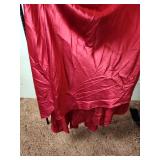 Red Satin Evening Gown with Beaded Bodice Size 2