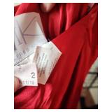 Red Satin Evening Gown with Beaded Bodice Size 2