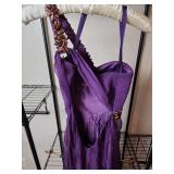 Elegant Purple Evening Gown with Bronze Crystal Embellishments Size 0