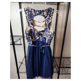 Sequin Hearts Navy Blue Lace Cocktail Dress Size 3