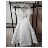Elegant White Wedding Dress with Lace Bodice Childs Size 4