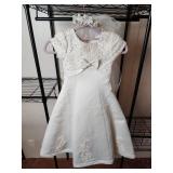 Elegant White Wedding Dress with Lace Bodice Childs Size 4