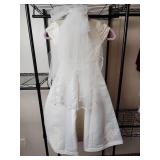 Elegant White Wedding Dress with Lace Bodice Childs Size 4