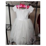 Childs Size 6 White Tulle Tea Length Dress