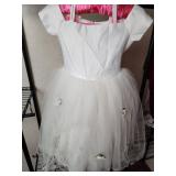 Childs Size 6 White Tulle Tea Length Dress