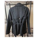 Express Black Double-Breasted Trench Coat Size Medium