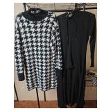 SO Brand Houndstooth Sweater Dress & Black Maxi Dress Set Size Smalls