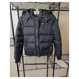 Express Black Puffer Bomber Jacket with Faux Fur Hood Size Small