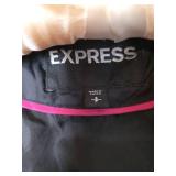 Express Black Puffer Bomber Jacket with Faux Fur Hood Size Small