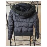 Express Black Puffer Bomber Jacket with Faux Fur Hood Size Small