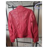 Lock & Love Red Faux Leather Moto Jacket Size Small