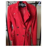 Express Red Wool Blend Trench Coat XS