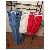Dockers Relaxed Fit Khakis 34x32, Wrangler and Rustler Jeans 34x32, and Large Swim Trunks