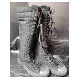 Tall Black Canvas Knee-High Sneaker Boots 7.5/8