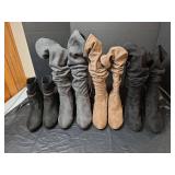 (3) Slouchy Suede Over the Knee Boots and Ankle Boots Size 8
