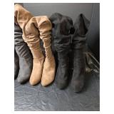 (3) Slouchy Suede Over the Knee Boots and Ankle Boots Size 8
