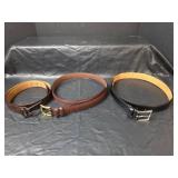3 New Mens Genuine Leather Belts Size 32