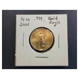2001 American Gold Eagle 1/4 oz .999 Fine Gold Coin