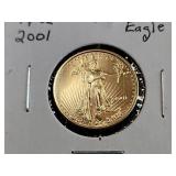 2001 American Gold Eagle 1/4 oz .999 Fine Gold Coin