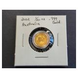 2002 Australian .999 Gold Nugget 1/20 oz Coin