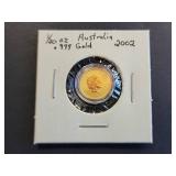 2002 Australian .999 Gold Nugget 1/20 oz Coin