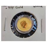 2002 Australian .999 Gold Nugget 1/20 oz Coin