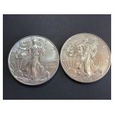 Lot of 2 2020 American Silver Eagle Coins 1 Troy Oz Each