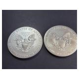 Lot of 2 2020 American Silver Eagle Coins 1 Troy Oz Each
