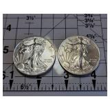 Lot of 2 2020 American Silver Eagle Coins 1 Troy Oz Each