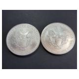 Lot of 2 2006 American Silver Eagle Dollars 1 Troy Oz Each