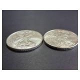 Lot of 2 2009 American Silver Eagle Dollar Coins 1 Troy Oz Each